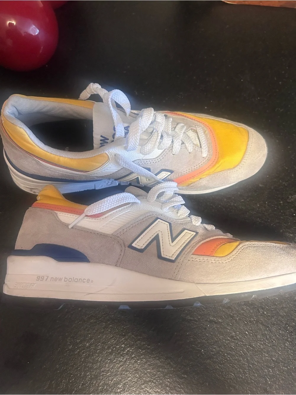 New Balance Grey, Yellow & Coral Sneakers 997 2020 Size 10